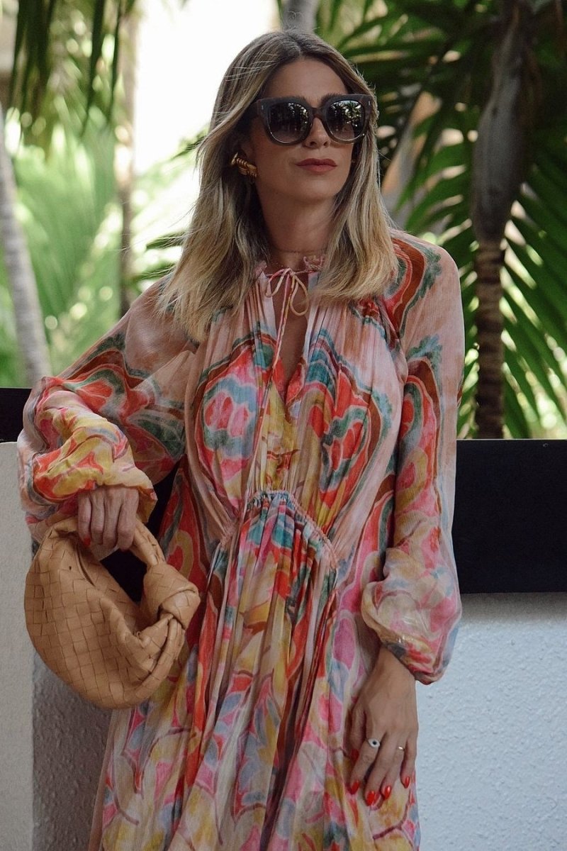Grace Printed Balloon Sleeve Midi Dress
