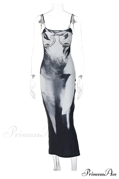 Gradient Black Bodycon Cami Dress