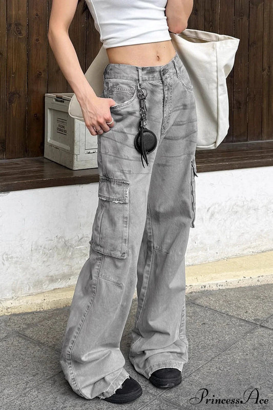 Graffiti Multi-pocket Micro-flare Cargo Pants