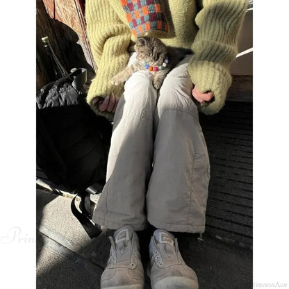 Gray Brushed Winter Korean Pants