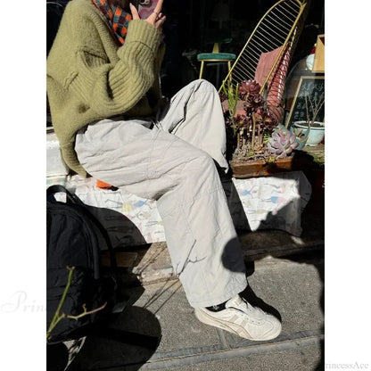Gray Brushed Winter Korean Pants