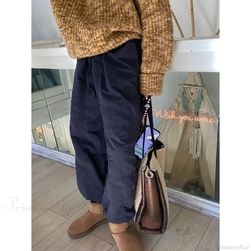 Gray Brushed Winter Korean Pants