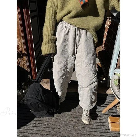 Gray Brushed Winter Korean Pants