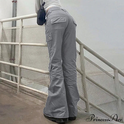 Gray Stitched Pocket Cargo Pants