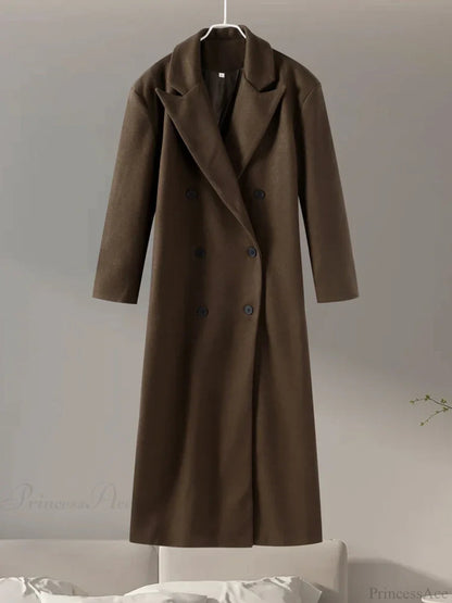 Gray Wool Notched Button Up Overcoat