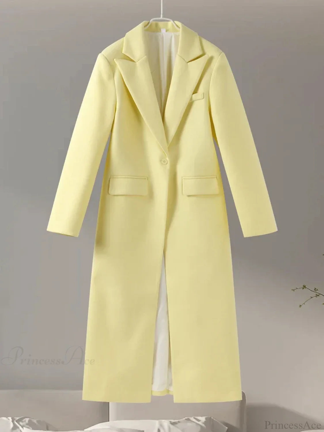 Gray Wool Notched Button Up Overcoat