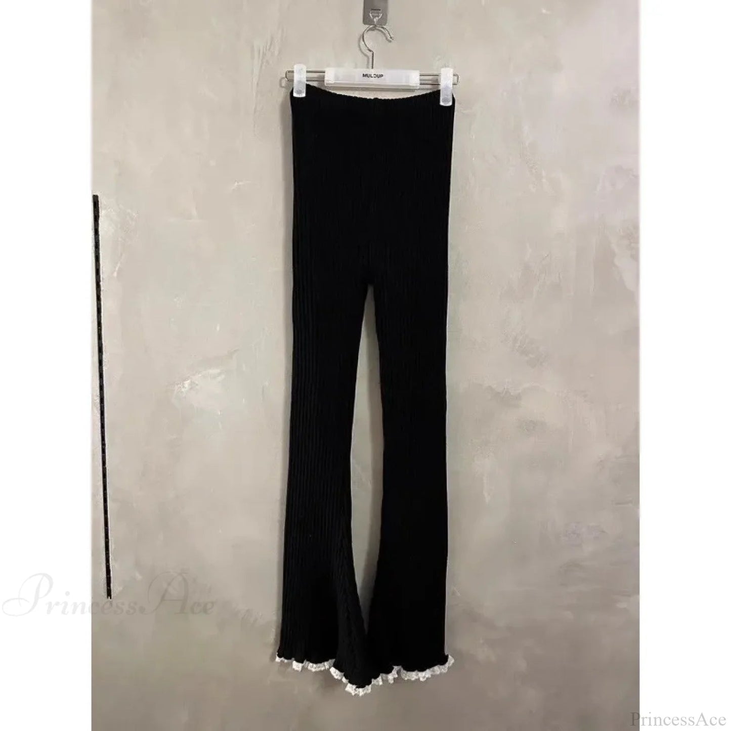 Gray Lace Flare Knit Pants