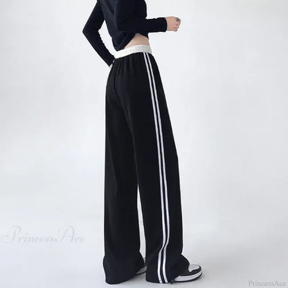 Gray Striped Sweatpants Pants