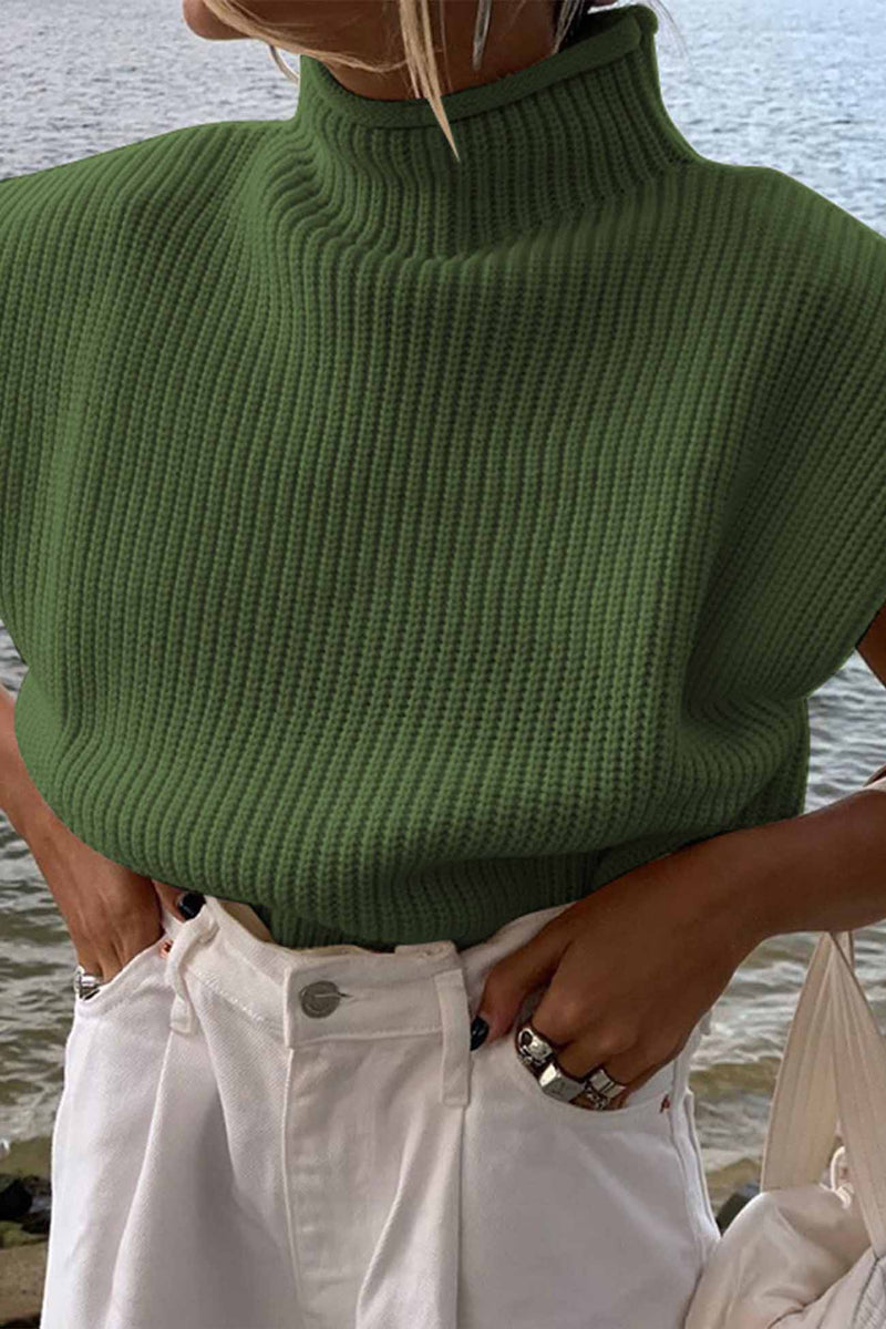 Mock Neck Sleeveless Sweater