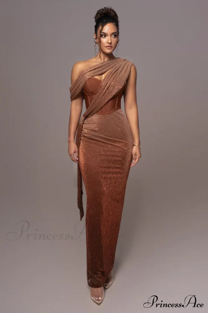 Green Draped Stylish Maxi Dress