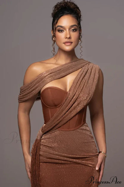 Green Draped Stylish Maxi Dress