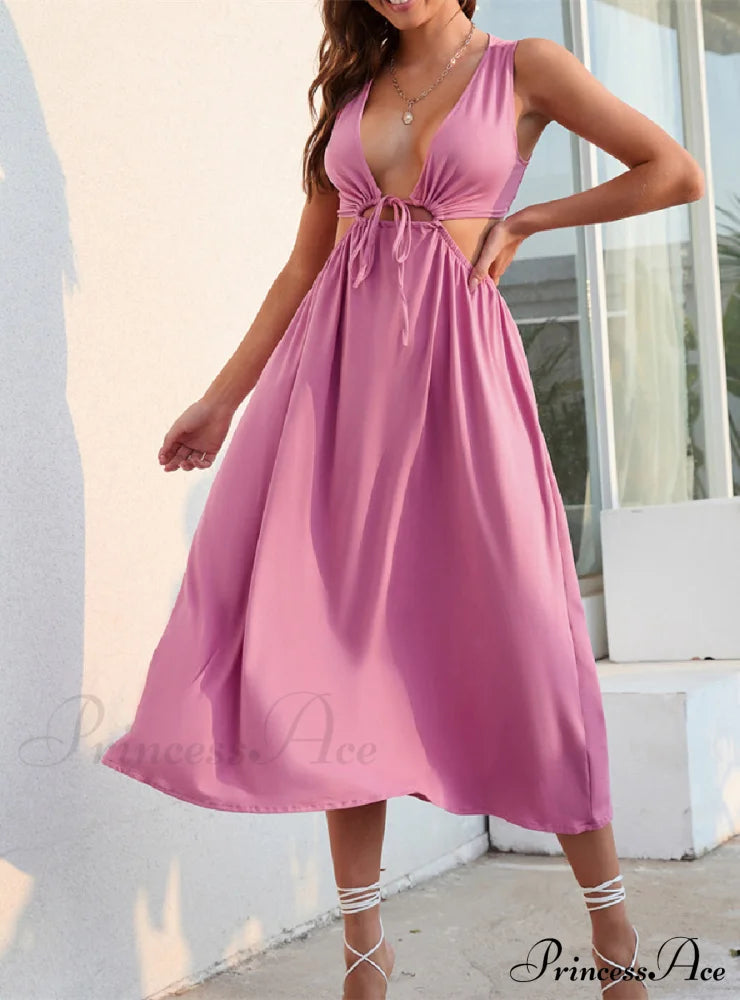 Green Halter-neck Backless Maxi Dress With Waisted Detail