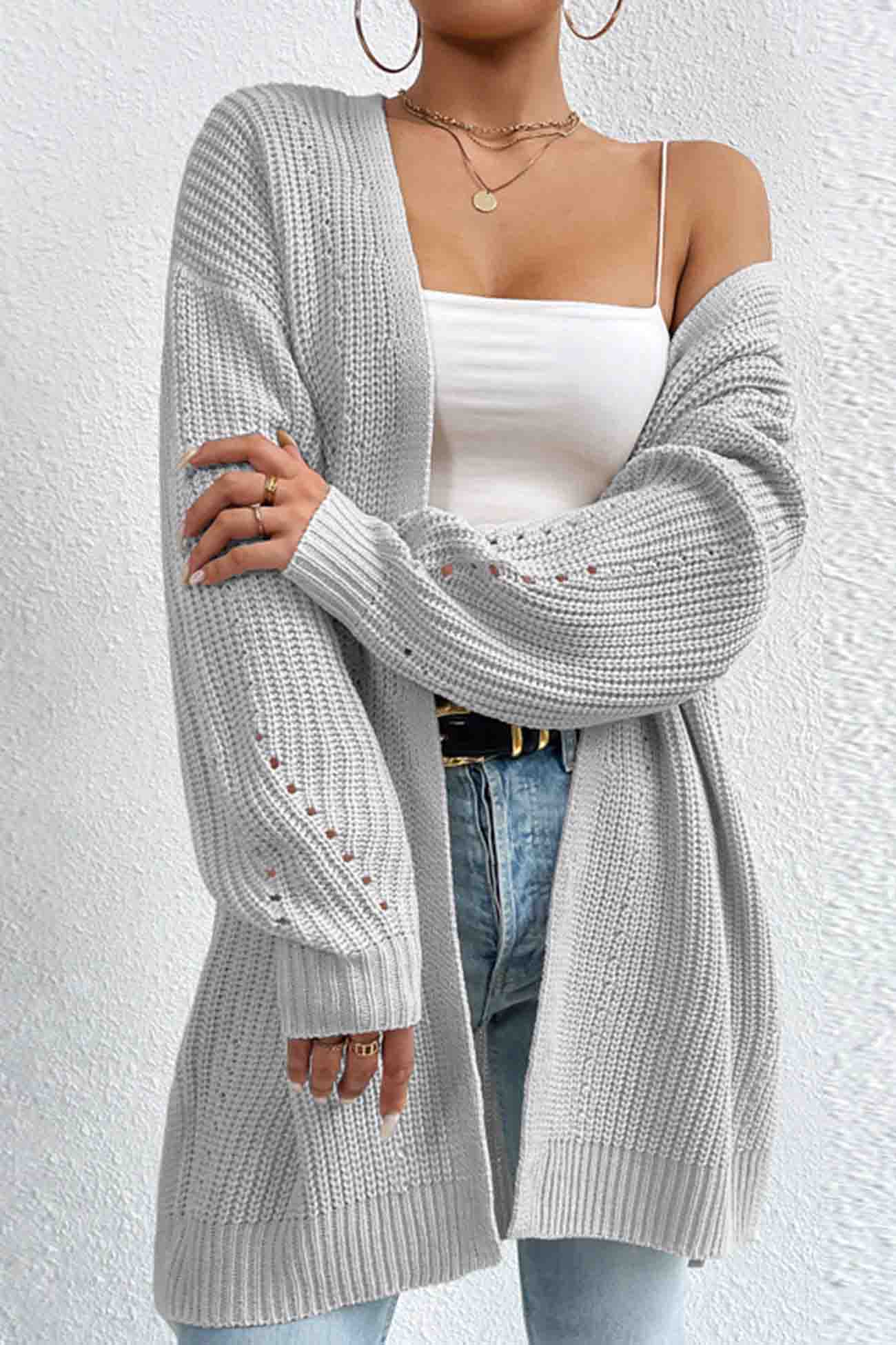 Open Front Mid-length Cardigan