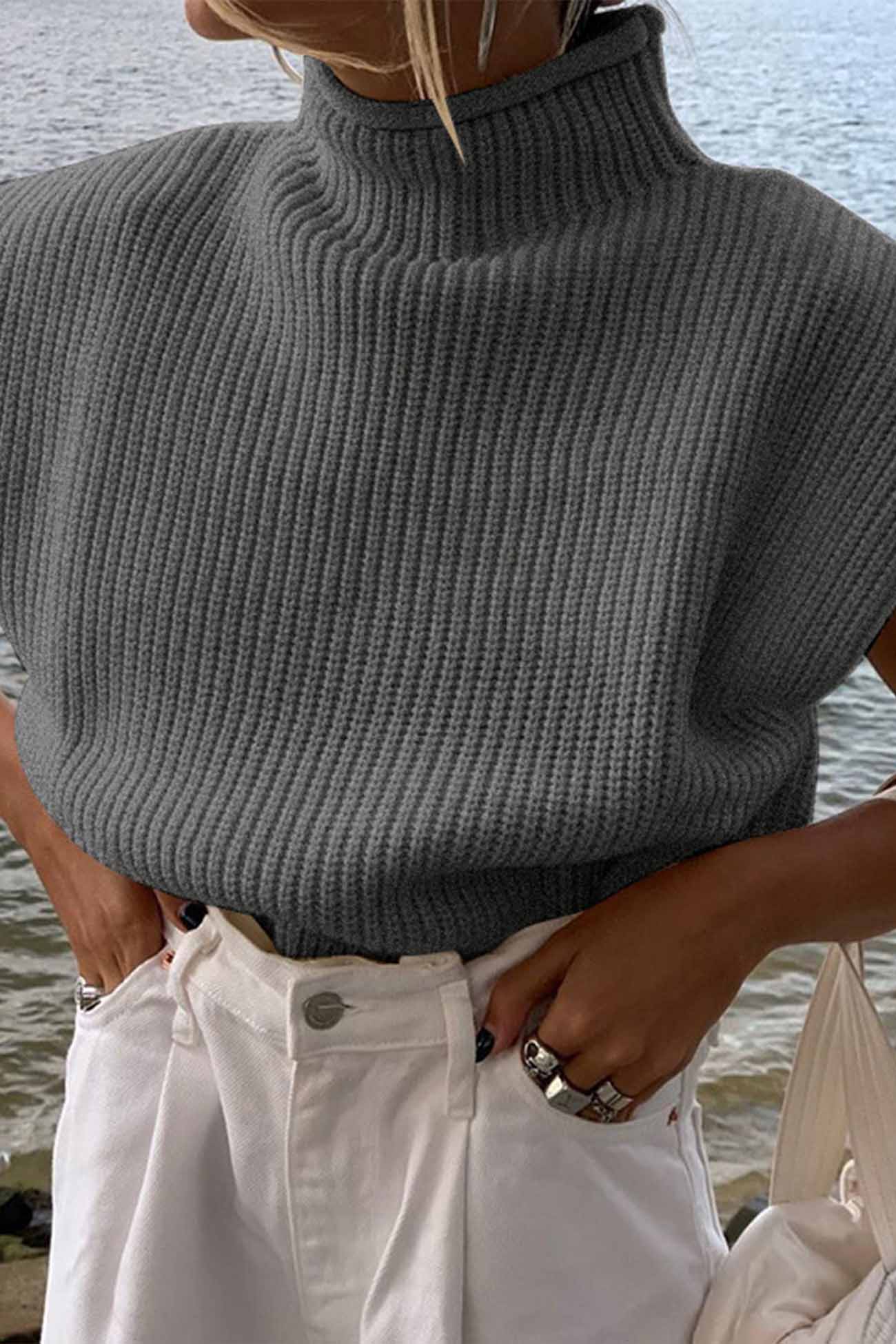 Mock Neck Sleeveless Sweater