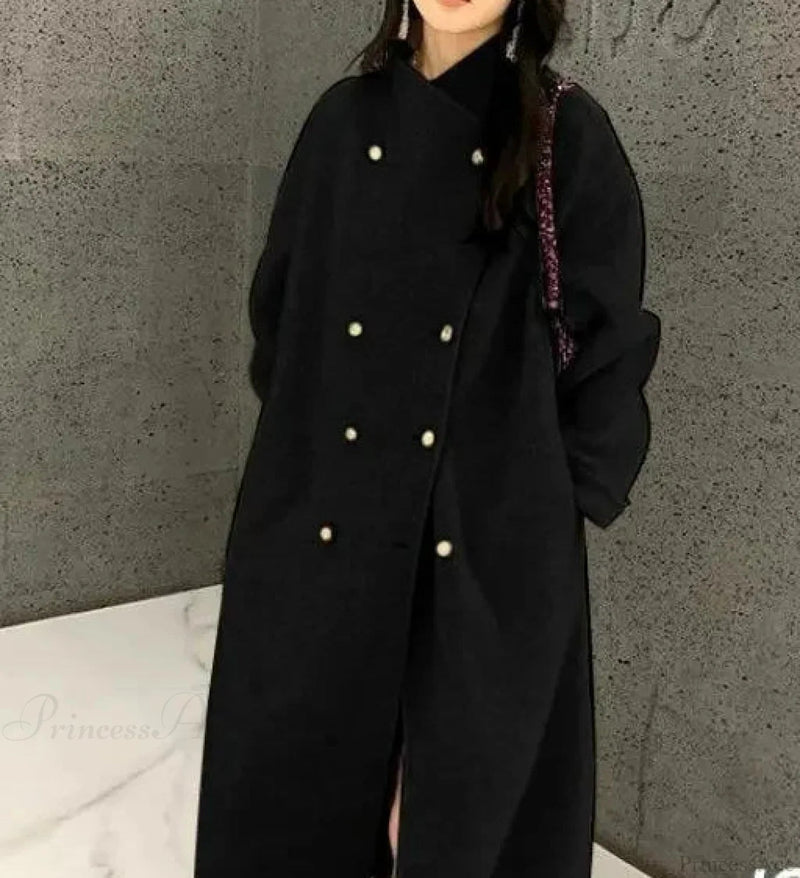 Grey Wool Loose-fit Fleece Overcoat