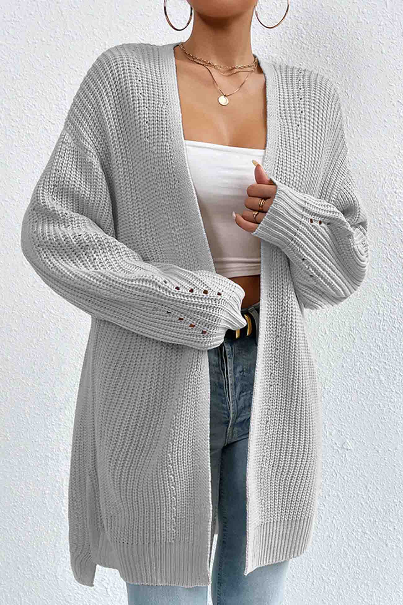 Open Front Mid-length Cardigan