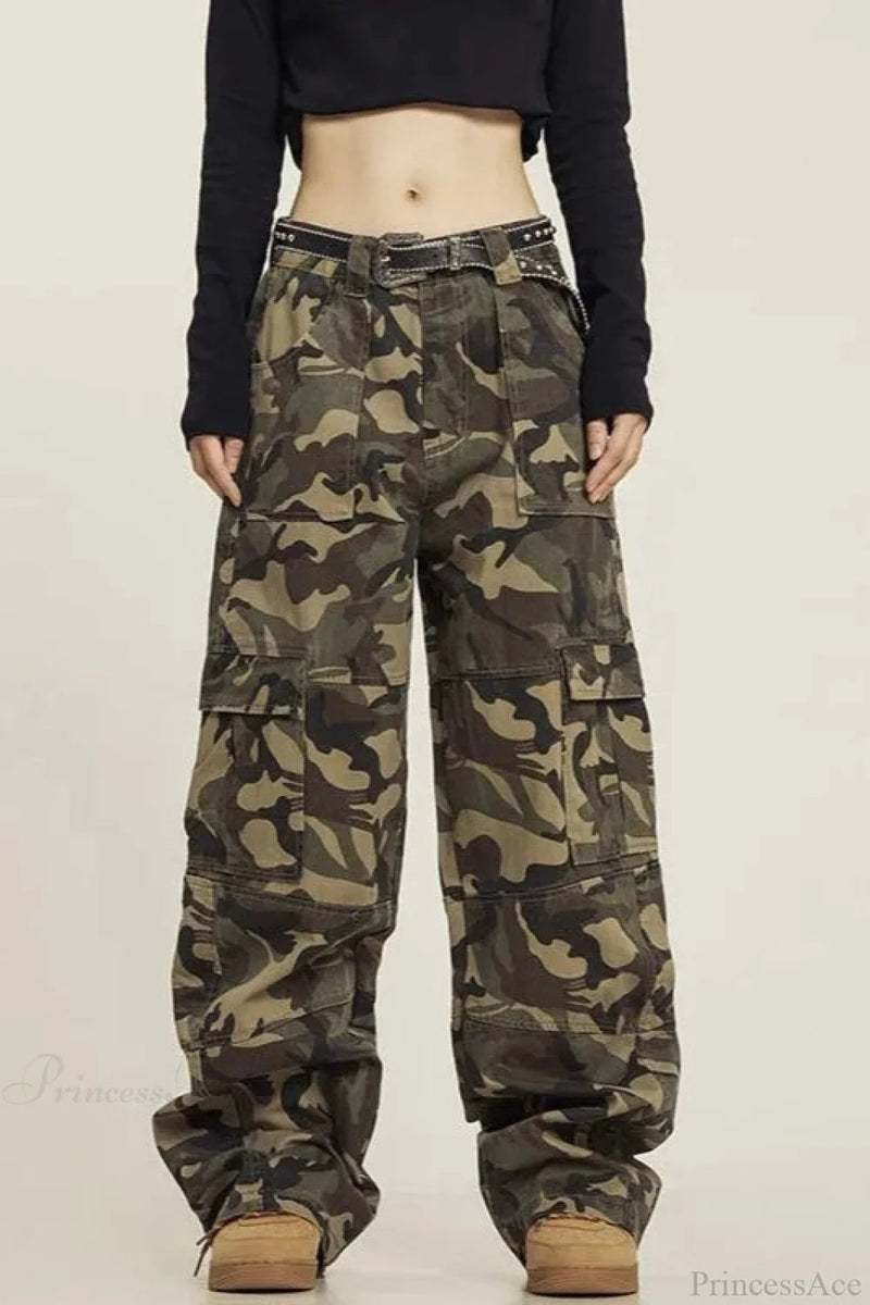 Grunge Camouflage Cargo Y2k Pants