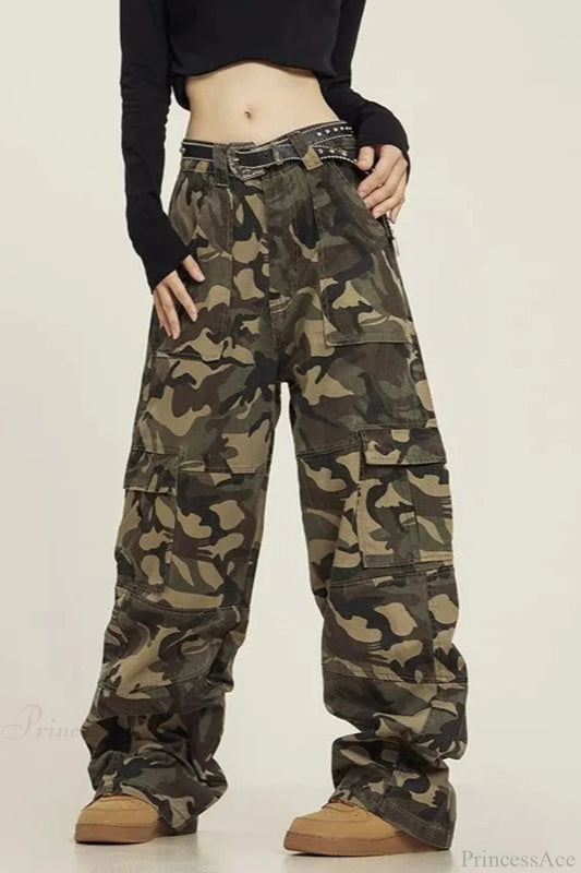 Grunge Camouflage Cargo Y2k Pants