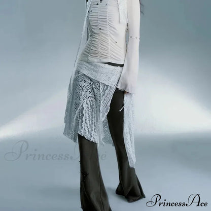 Grunge Lace Irregular Tulle Patchwork Skirt