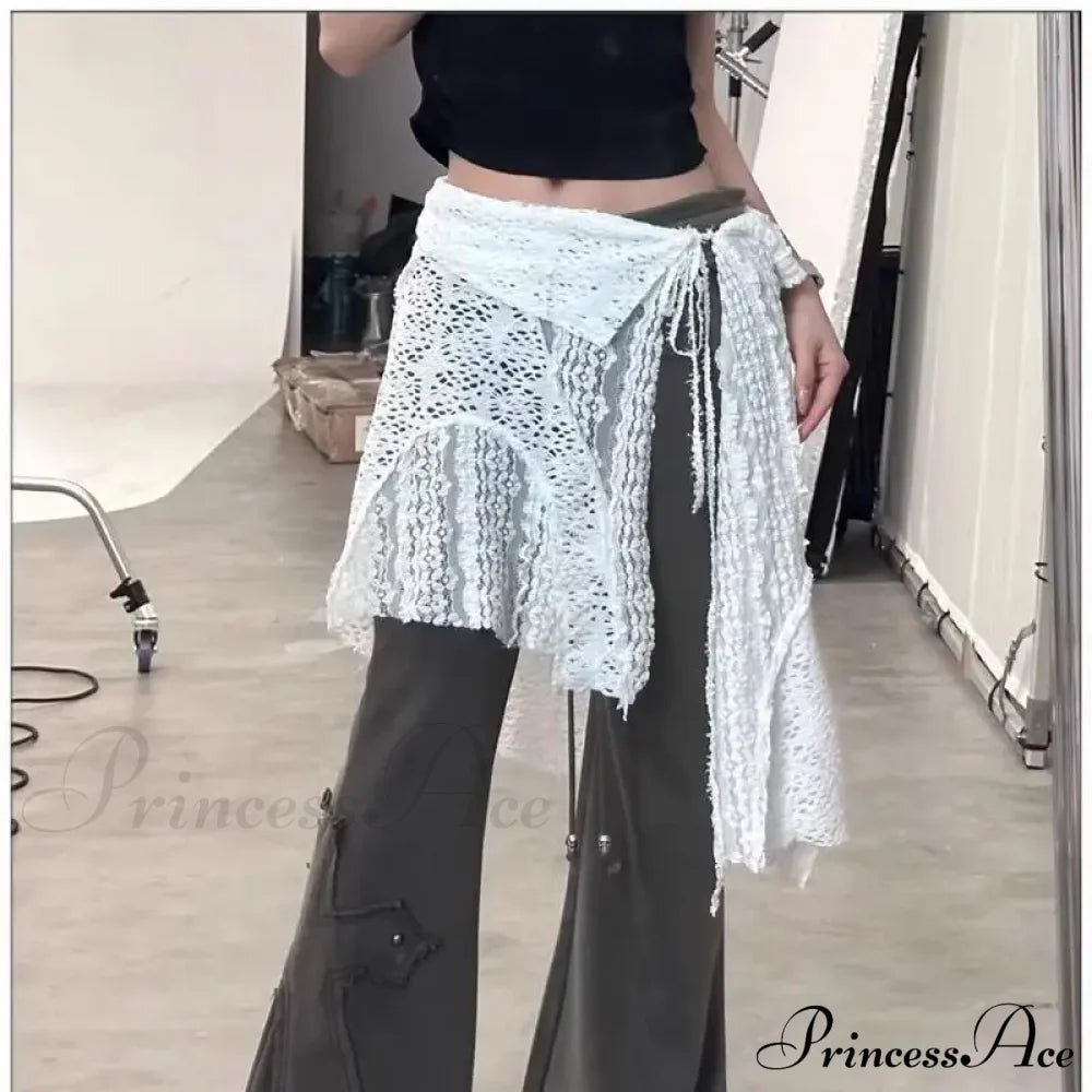 Grunge Lace Irregular Tulle Patchwork Skirt