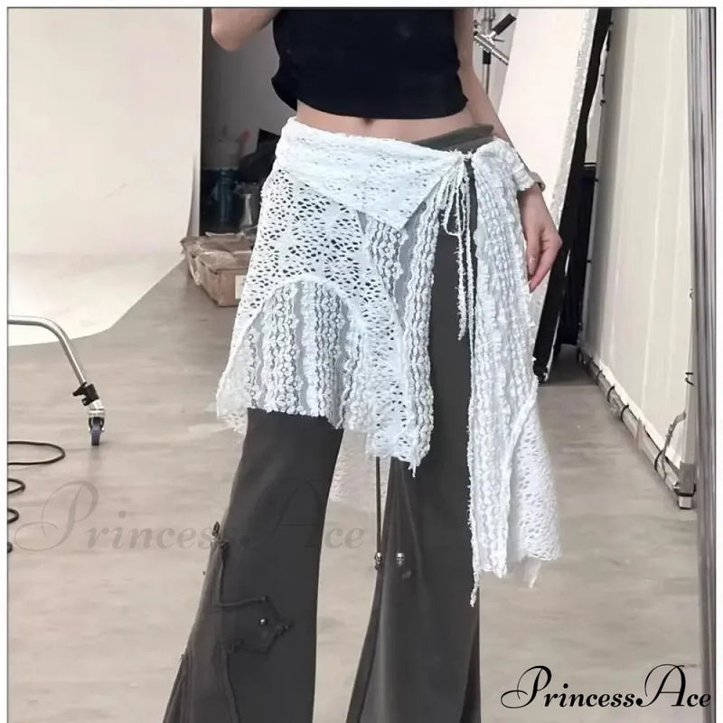 Grunge Lace Irregular Tulle Patchwork Skirt