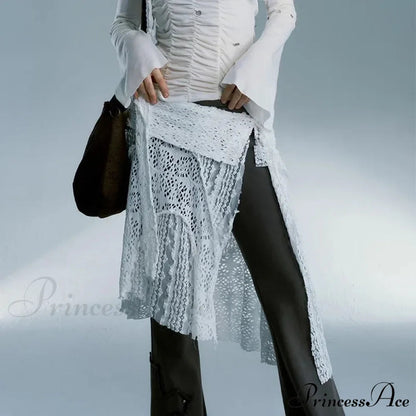 Grunge Lace Irregular Tulle Patchwork Skirt