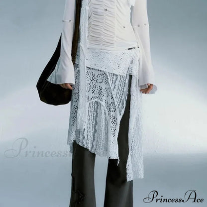 Grunge Lace Irregular Tulle Patchwork Skirt