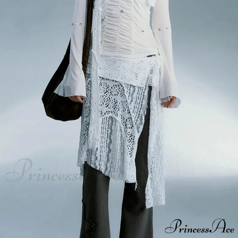 Grunge Lace Irregular Tulle Patchwork Skirt
