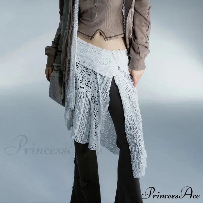 Grunge Lace Irregular Tulle Patchwork Skirt