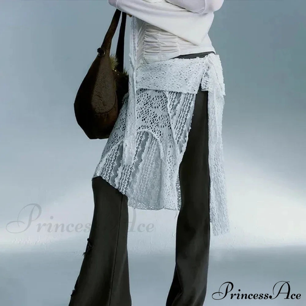 Grunge Lace Irregular Tulle Patchwork Skirt