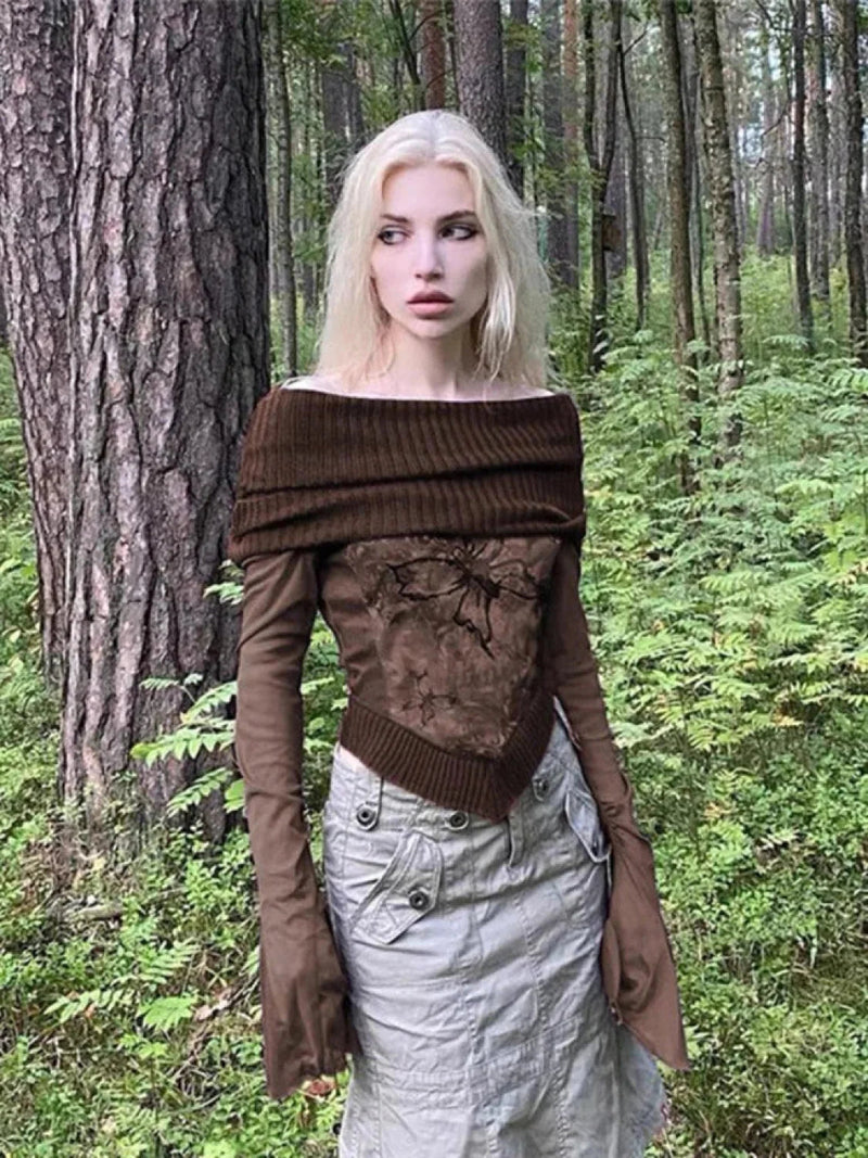 Grunge T-shirt Flare Sleeve Sweater