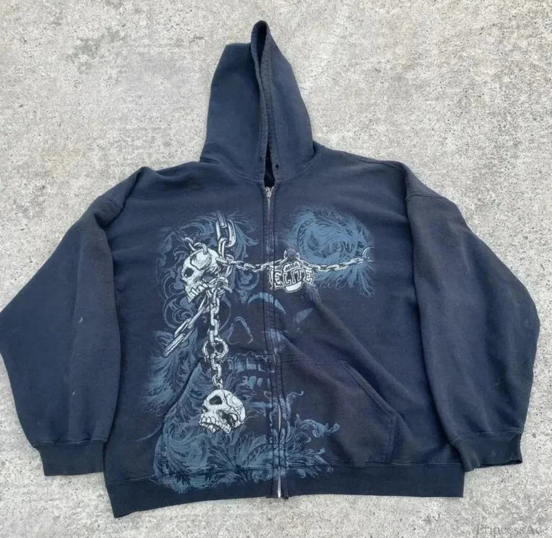 Grunge Zip Up Sweatshirt