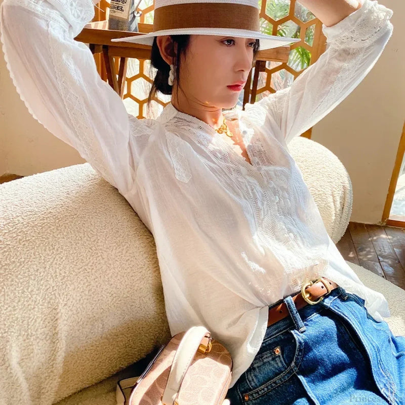 Gypsy Embroidered Lace Long Sleeve Blouse