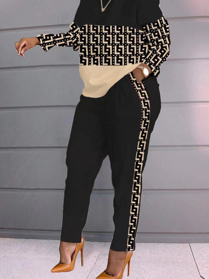 Chain Letter Print Pants Set At8059