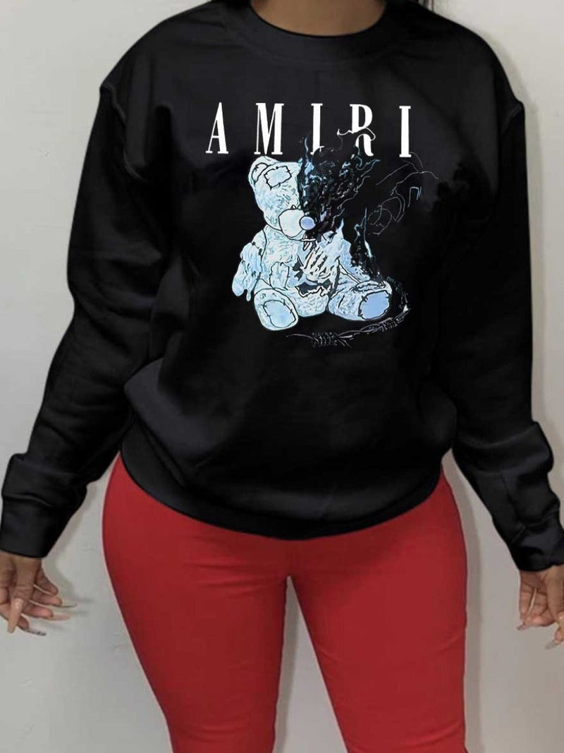 Cartoon Letter Print Sweatshirt Ar7047