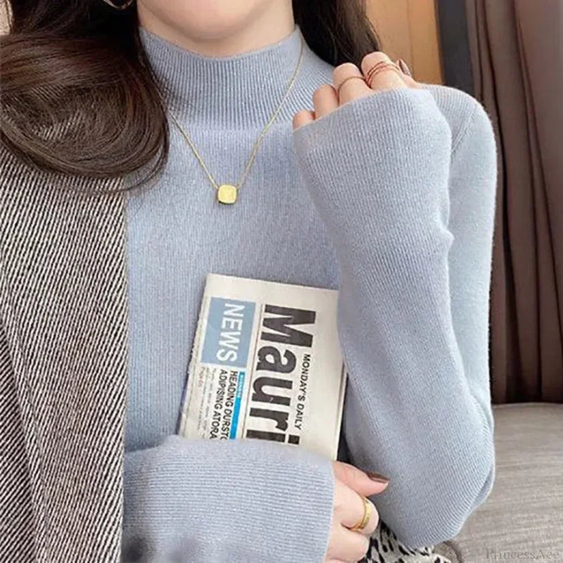 Half High Collar Crochet Y2k Sweater