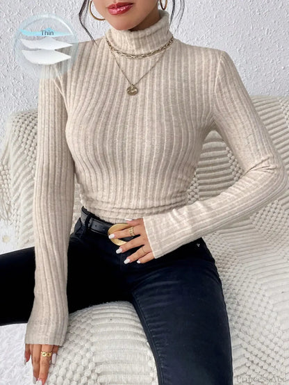 Half Turtleneck Sweater Slim Long Sleeve Knit Top