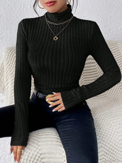 Half Turtleneck Sweater Slim Long Sleeve Knit Top