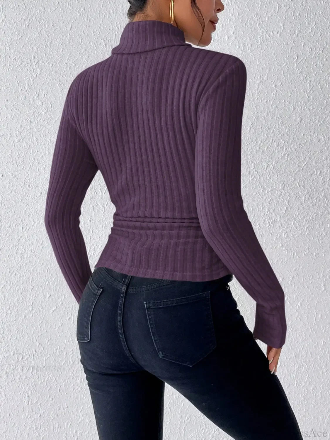 Half Turtleneck Sweater Slim Long Sleeve Knit Top