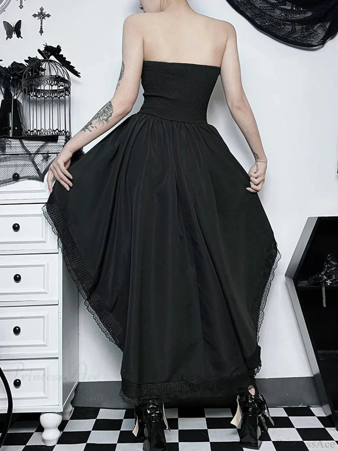 Halloween Lace Patchwork Corset Midi Dress
