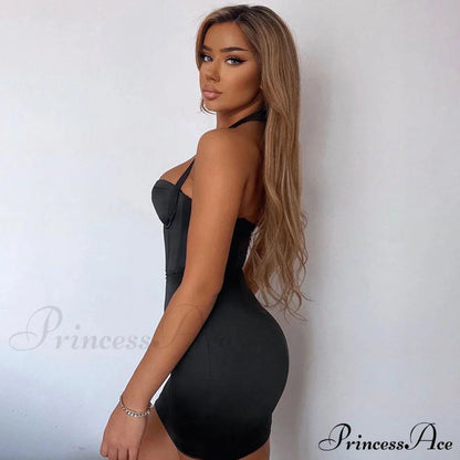 Halter Neck Graceful Black Maxi Dress