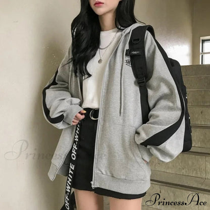 Harajuku Arm Long Hoodie Oversized - - - Fit Loose - Boyfriend Style Street Fleece Sweatshirt Material
