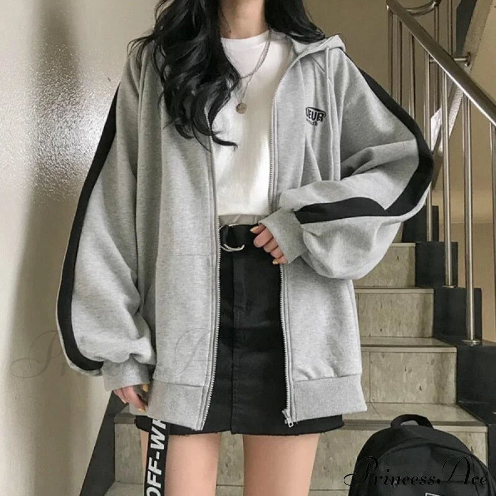Harajuku Arm Long Hoodie Oversized - - - Fit Loose - Boyfriend Style Street Fleece Sweatshirt Material