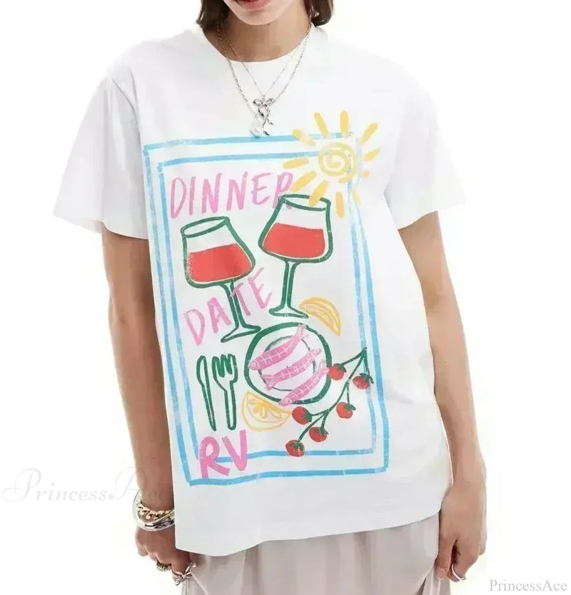 Harajuku Popular Flowers Graphic T-shirt