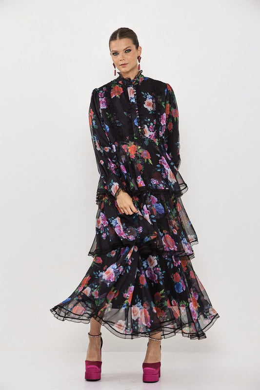 Hazel Tiered Chiffon Maxi Dress
