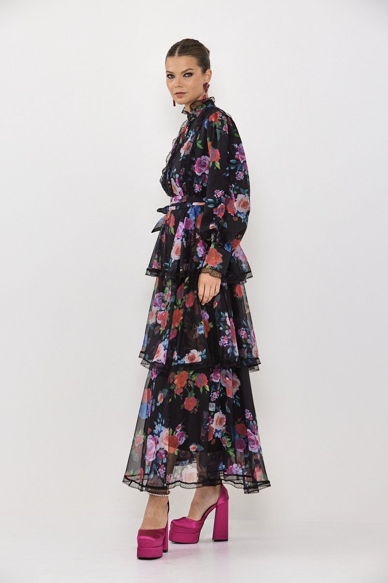 Hazel Tiered Chiffon Maxi Dress