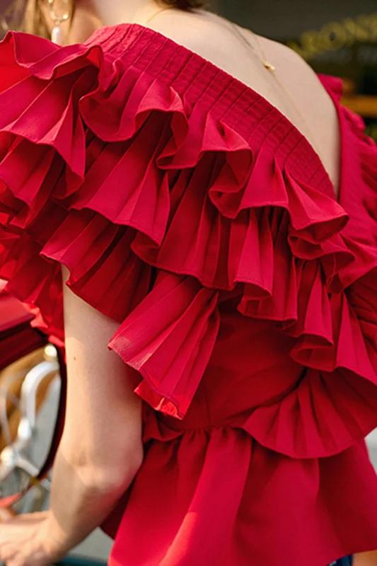 Helen Ruffle V-neckline Blouse
