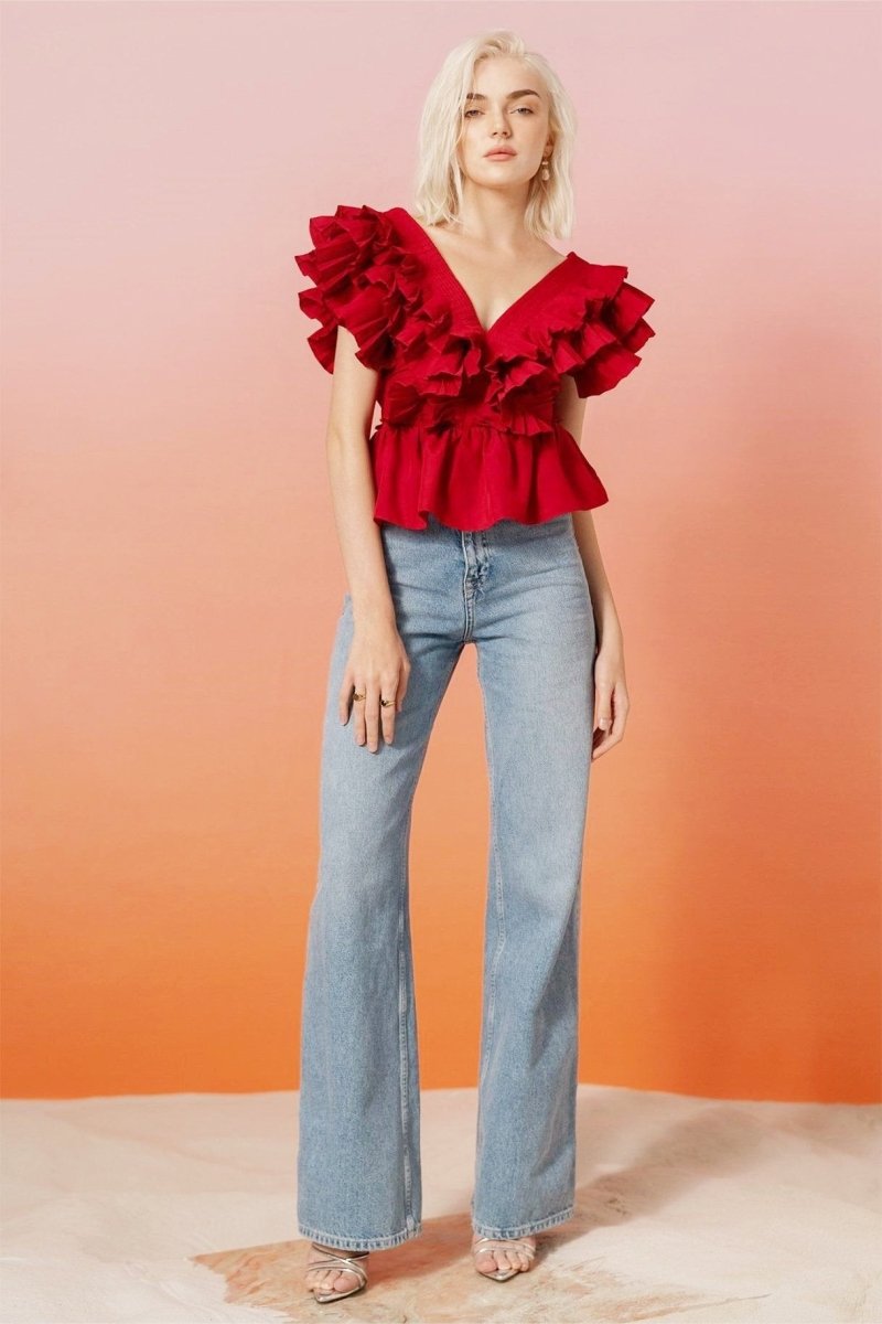 Helen Ruffle V-neckline Blouse
