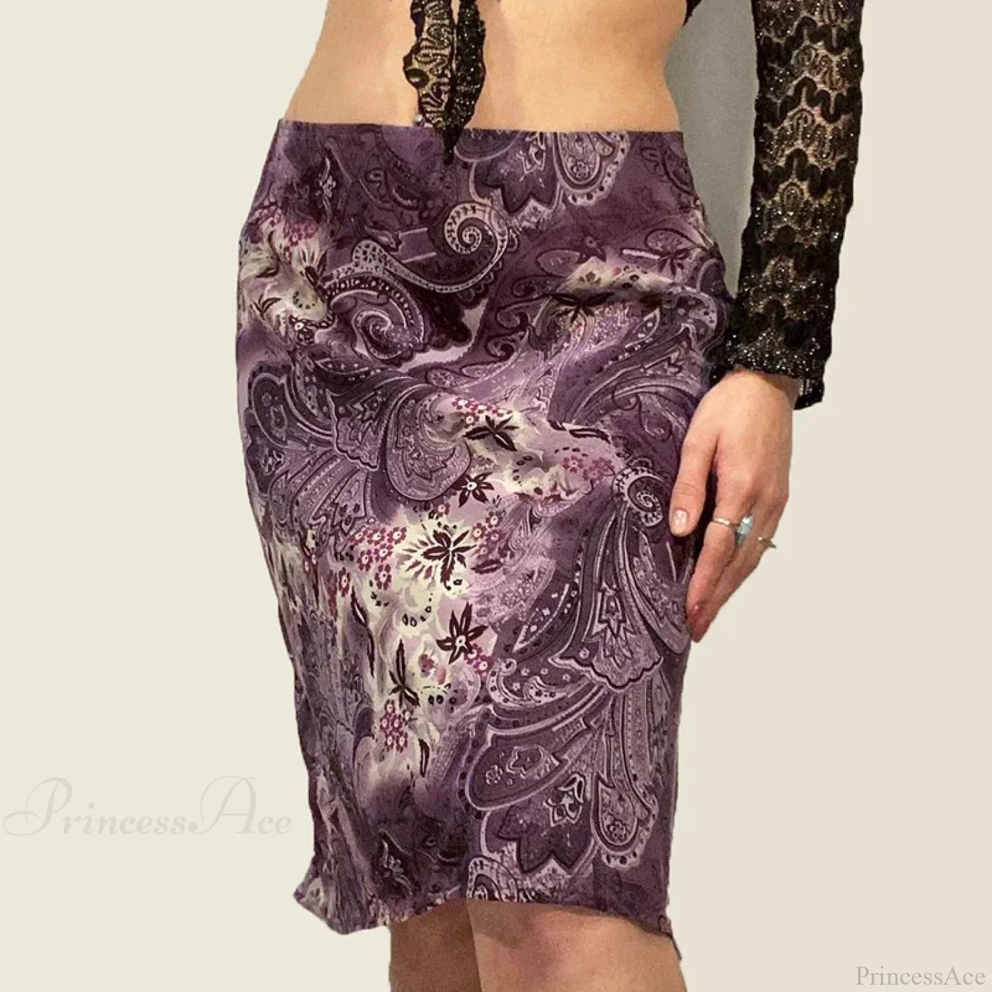 Heyoungirl Mesh Purple Skirt Low Waist Aesthetic Outfits