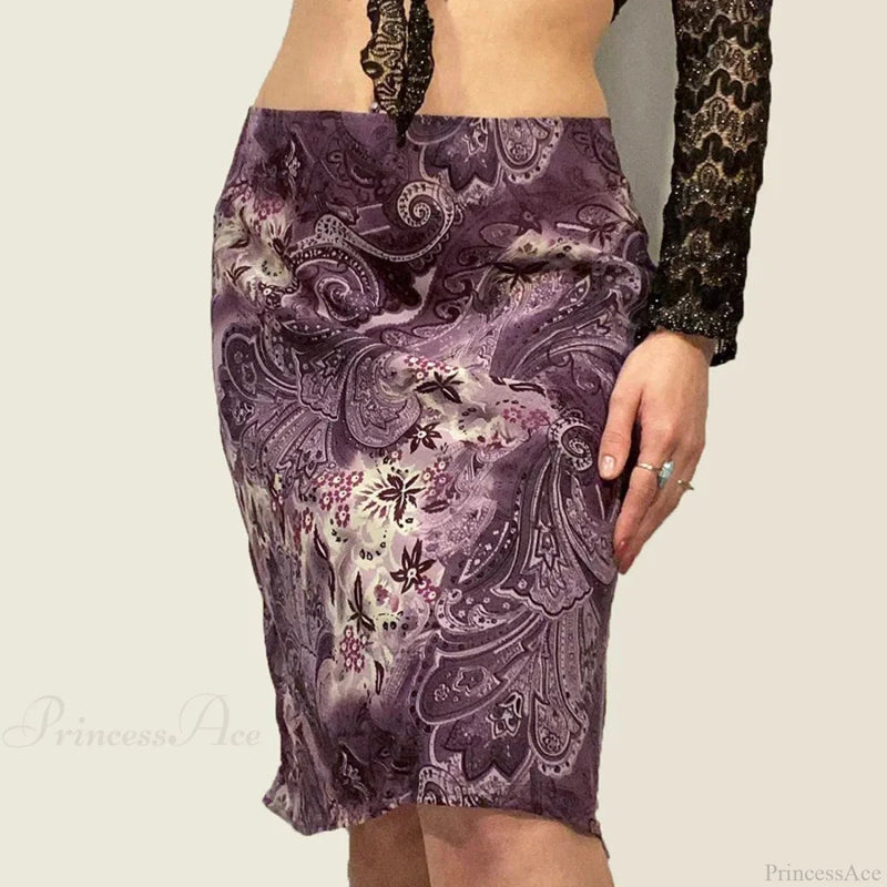 Heyoungirl Mesh Purple Skirt Low Waist Aesthetic Outfits